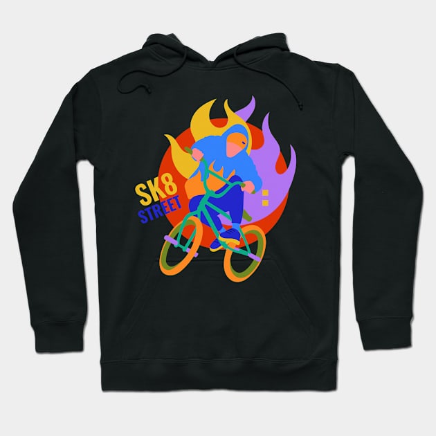 BMX rider and fire background Hoodie by Polikarp308